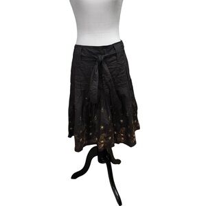 Esprit Women's Size 8 Pleated Boho Swing Skirt Embroidered Sequins NWT Flawed